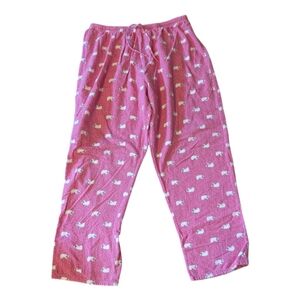 Hanes Scarfed Pink White Polar Bear Flannel Pajama Bottoms Women's Large